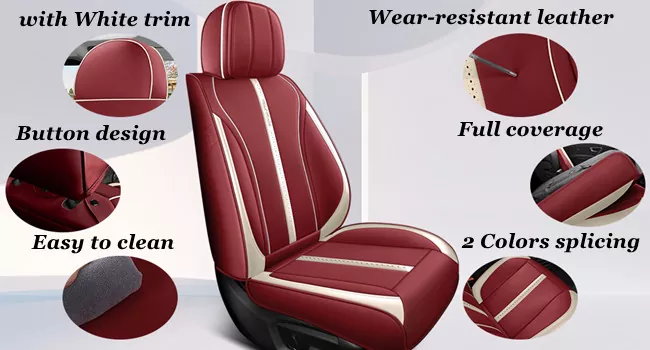 Leather Universal Car Seat Covers Full Set front seat